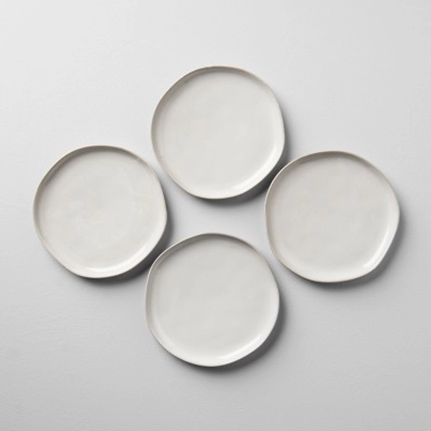 8" 4pk Stoneware Salad Plate Set Cream - Hearth & Hand™ with Magnolia
