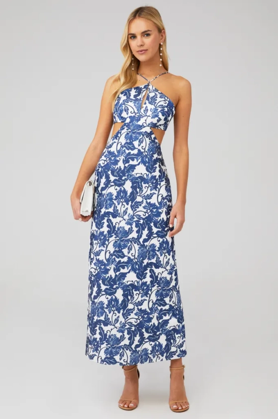 SIGNIFICANT OTHER | Holly Dress in Navy Stencil Print | FashionPass