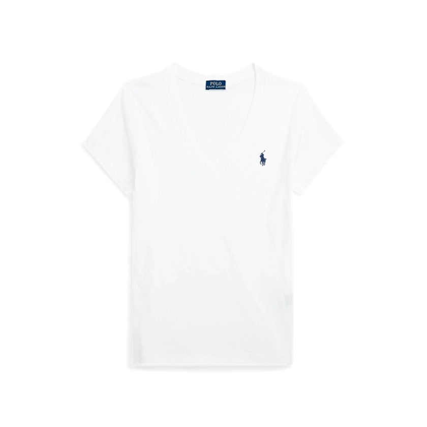 T-shirt col en V en jersey pour femme | Ralph Lauren® FR