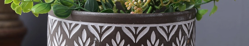 Buy TAYHAA Brown & White Printed Ceramic Planter -  - Home for Unisex