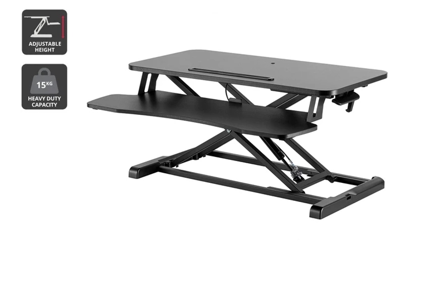Ergolux Pro Height Adjustable Sit Stand Desk Riser (Black, Medium)