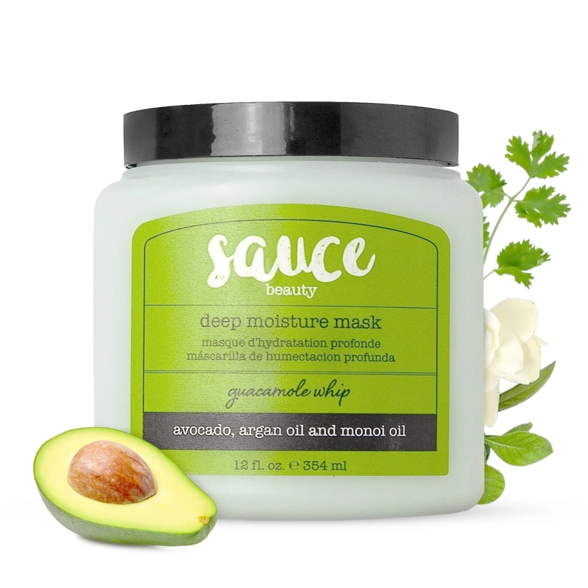 Sauce Beauty Guacamole Whip Moisturizing Shine Enhancing Treatment Hair Mask with Avocado, Jarrah Honey, Argan Oil & Monoi Oil, 12 fl oz