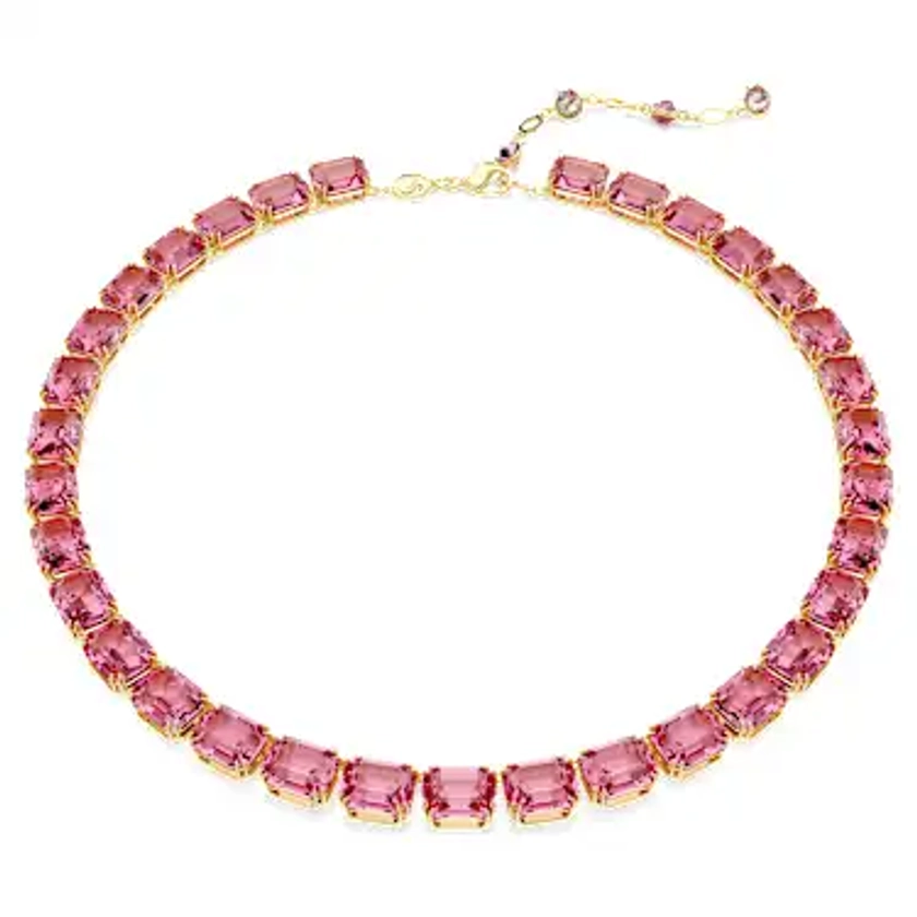 Collier Tennis Millenia, Taille octogonale, Rose, Placage de ton or par SWAROVSKI