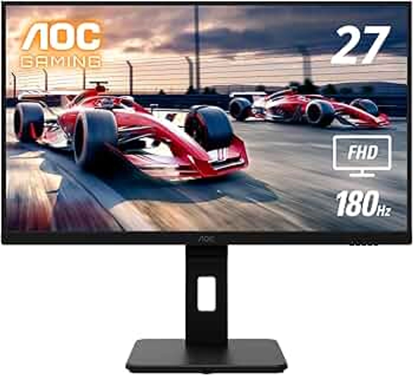 AOC 27G15 27 inch Gaming Monitor, Full HD 1920x1080, 180Hz 1ms, 1x HDMI 2.0, 1x Display Port, AMD FreeSync, HDR10, Pivot & Height Adjustable, Console Gaming Ready, 3-Year Zero-Bright-Dot