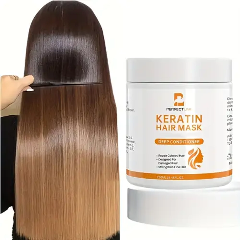 250 Ml Keratine Haarverzorgingsmasker Herstelt Op Wijze Schade, Haarverzorging, , , Rechtgetrokken Professionele Haarverzorging, Diep Hydraterend En - Beauty & Health - Temu Belgium