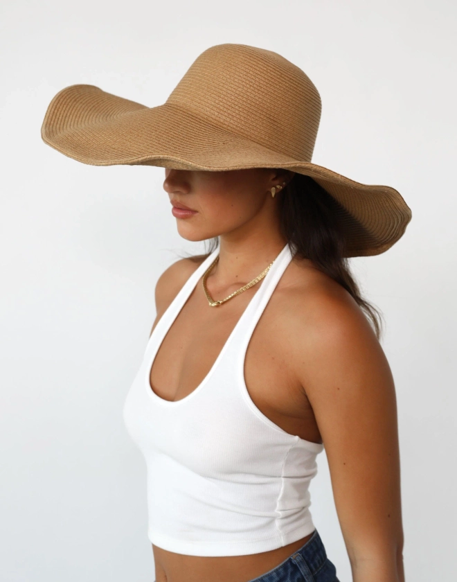 Sofia Wide Brim Straw Hat (Caramel)