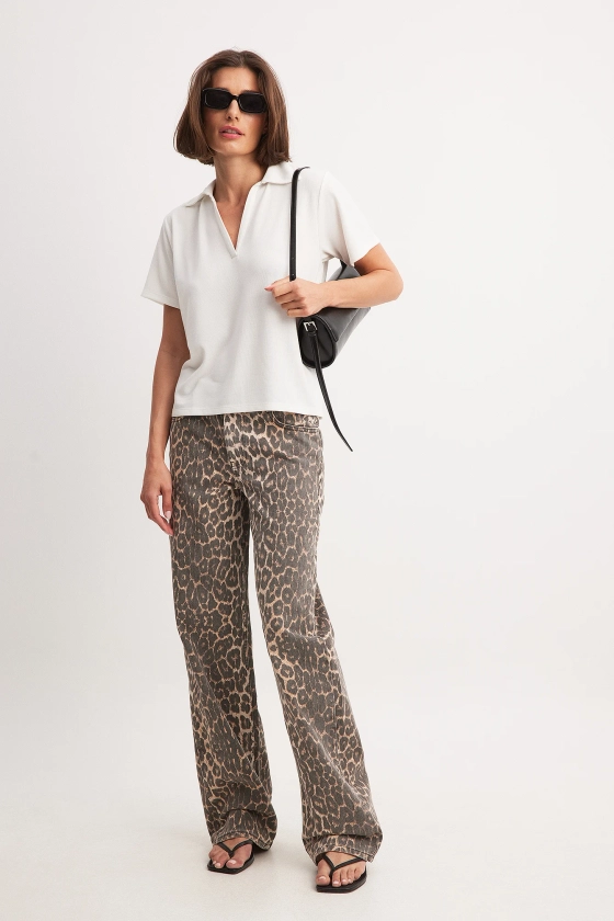 Straight Leopard Denim