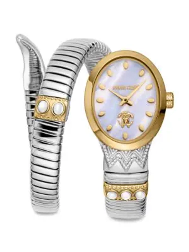 Roberto Cavalli 34MM Two Tone Stainless Steel Bracelet Watch on SALE | Saks OFF 5TH