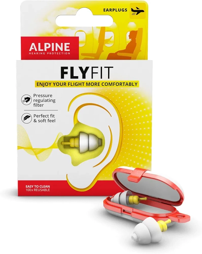 Alpine FlyFit Ear Protection Earplugs for Aircraft - Regulate Air Pressure to Prevent Eardrum Pea - Soft Filters for Travel - Comfortable Hypoallergenic Material - Reusable : Amazon.se: Health & Household Products
