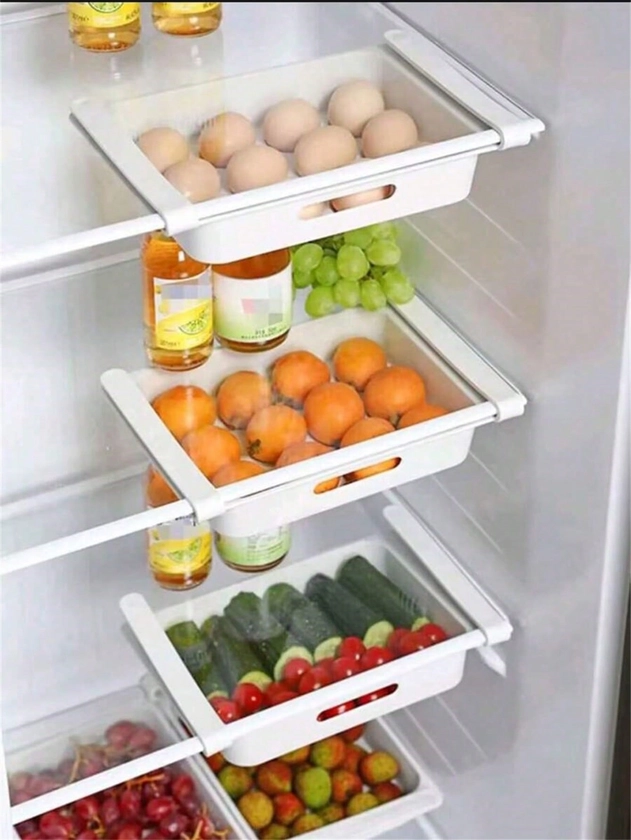 1pc Kitchen Hanging Organizer, Refrigerator Egg Fruit Storage Box Drawer Type Food Crisper Box Kitchen Accessories Refrigerator Organizer Shelf