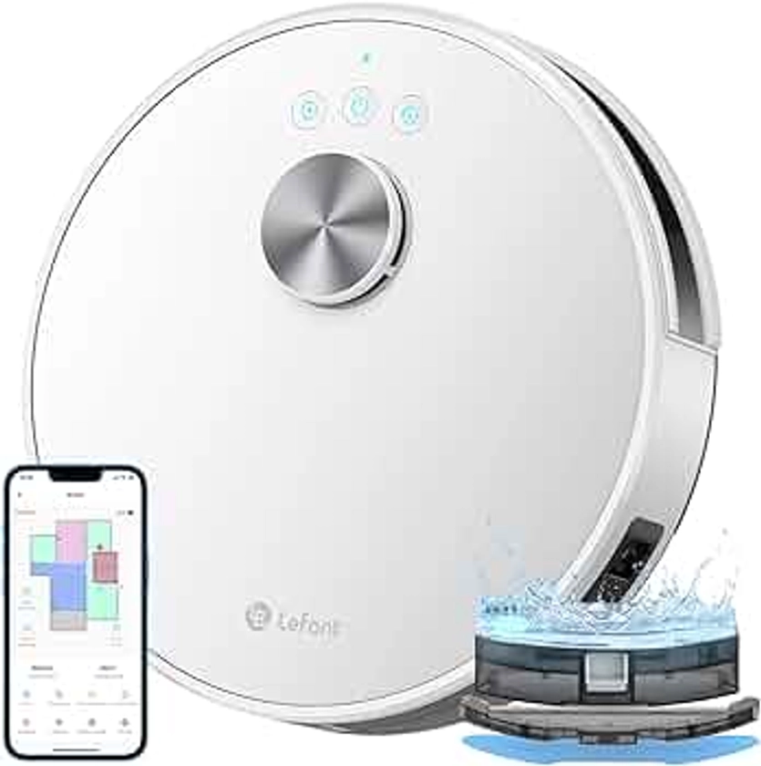 Lefant M1 Robot Vacuum Cleaner with Mop Room Mapping 4000Pa, LDS Navigation SLAM Algorithm Virtual Boundary, 32cm DIA Laser Robotic Vacuum Wi-Fi/App/Alexa Control