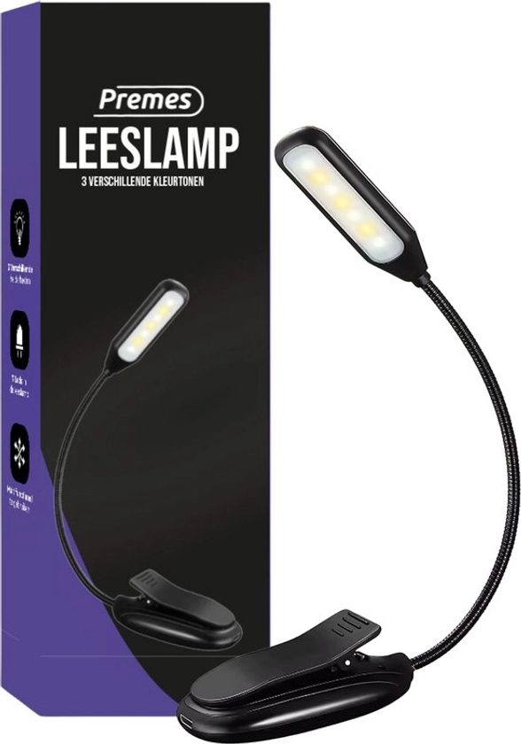 Premes - Leeslampje - Bedlamp - Klemlamp - Klemlampjes - Bedlampjes Leeslampjes - Bedlampjes Slaapkamer Volwassenen - Leeslampje voor Boek - Voor in Bed - Met Klem - Oplaadbaar USB - Kind - Slaapkamer