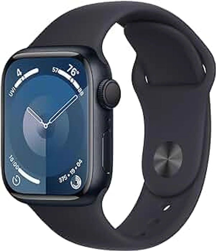 Apple Watch Series 9 [GPS 41mm] Smartwatch with Midnight Aluminum Case with Midnight Sport Band M/L. Fitness Tracker, ECG Apps, Always-On Retina Display, Water Resistant
