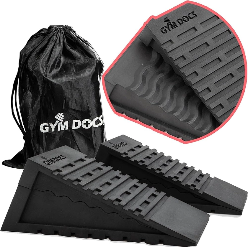 Squat Wedge Block: Doctor-Designed Pair of Adjustable, Non-Slip Slant Boards for Elevated Heel Squats, Deadlifts, and Calf Stretching - Physical Therapy Equipment for Strength Training