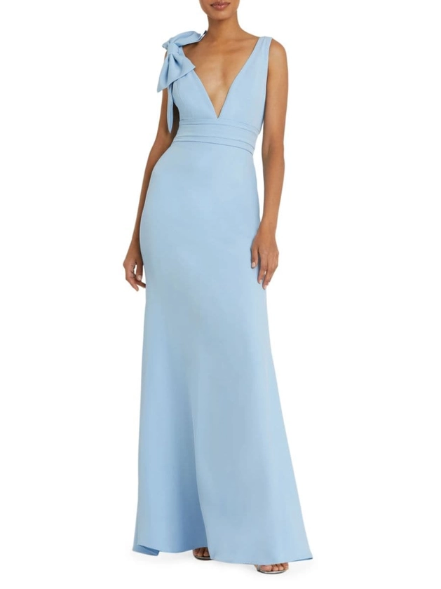 Bow V-Neck A-Line Gown