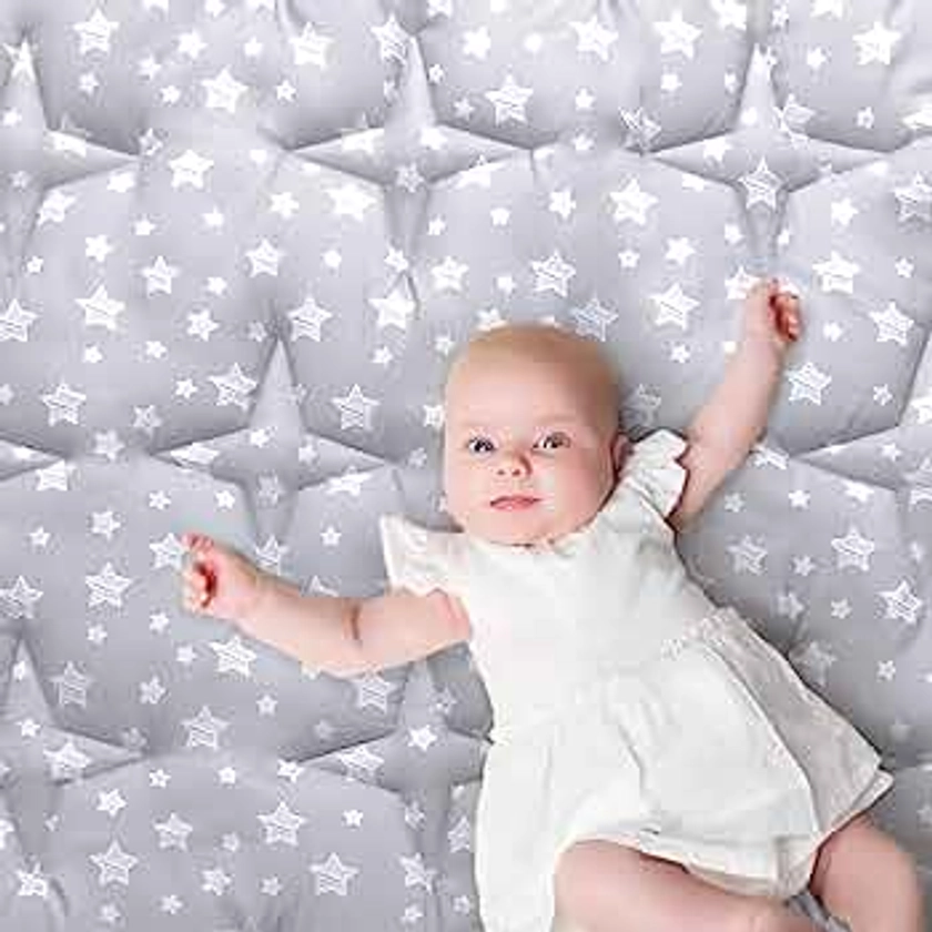 Baby Play Mat 50" X 50" Fit for TODALE and LIAMST Baby Playpen, One-Piece Crawling Mat Non Slip Cushioned Baby Mat for Floor 50x50 Inches, Baby Playmat Floor Mat for Babies, Toddlers
