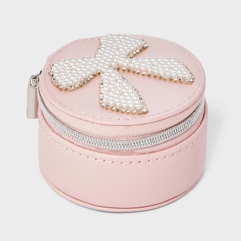 Round Travel Jewelry Organizer with Pearl Bow - A New Day™ Pink