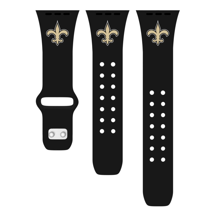 Black New Orleans Saints Logo Silicone Apple Watch Band