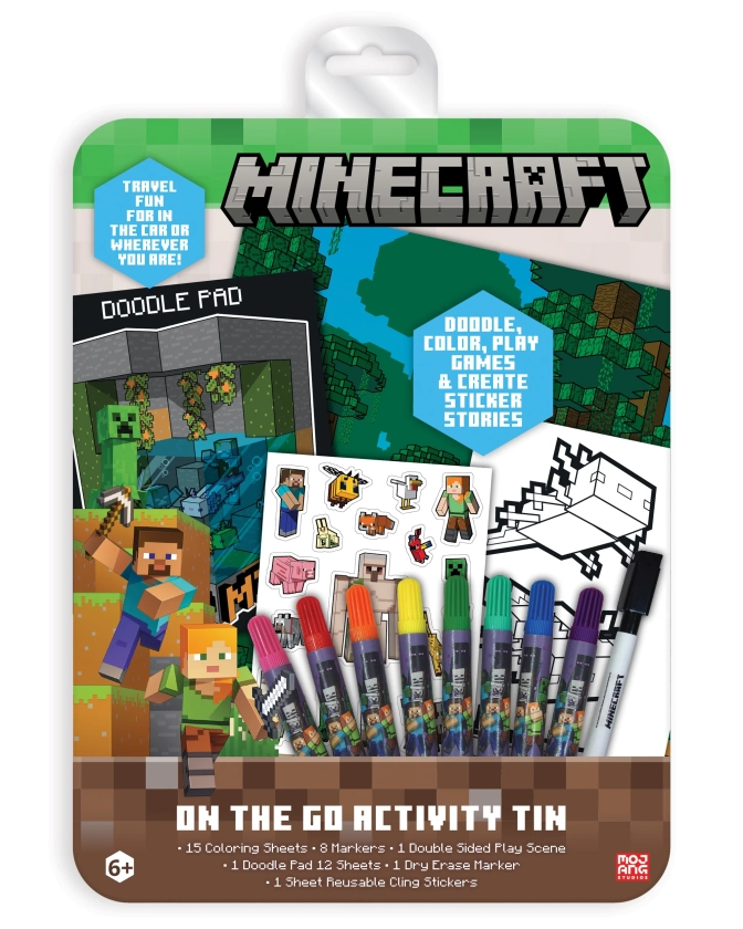 Minecraft On-The-Go Activity Tin Art Set, 27 Pieces, for Children Ages 6+, Multi-color, Unisex