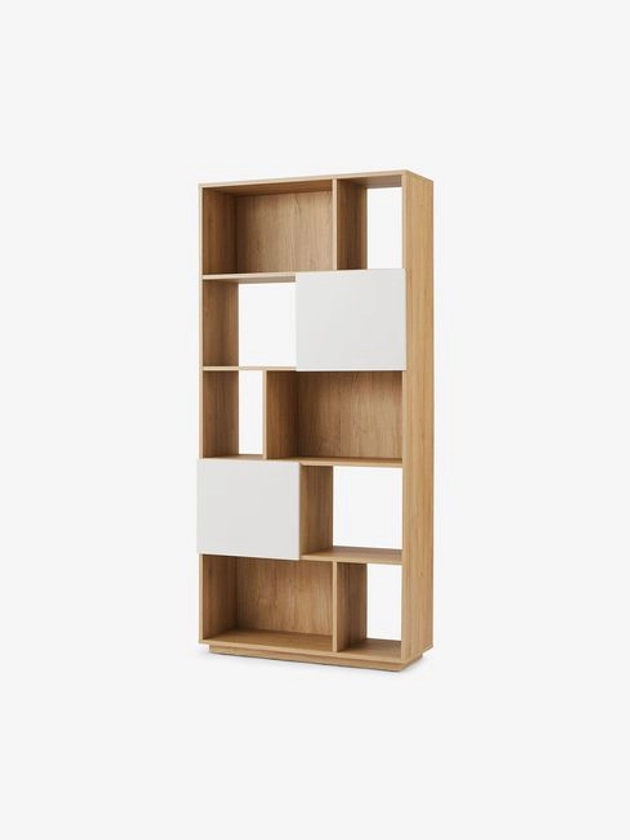 Hopkins Narrow Bookcase in Oak Effect and White