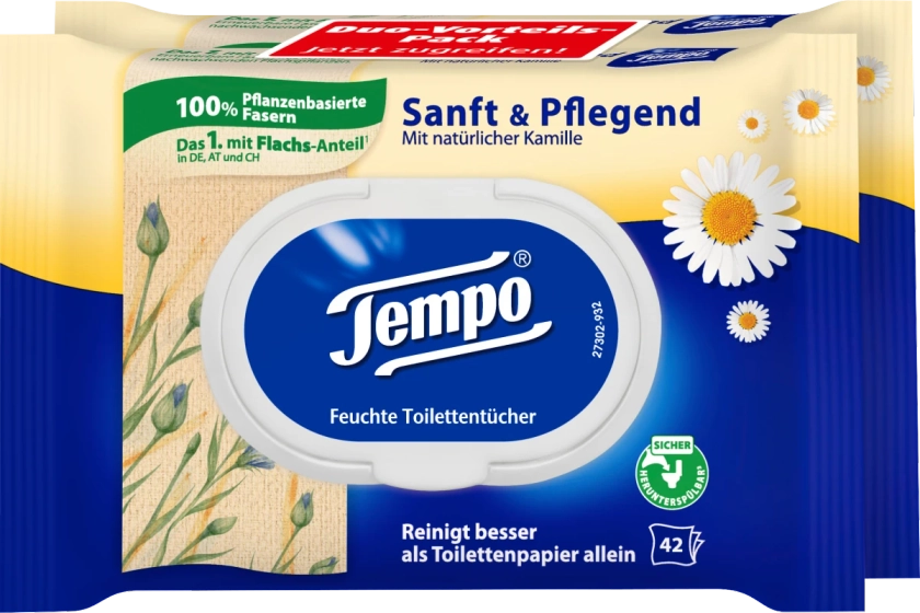 Tempo Feuchtes Toilettenpapier sanft & pflegend Kamille (2x42 St), 84 St dauerhaft günstig online kaufen | dm.de