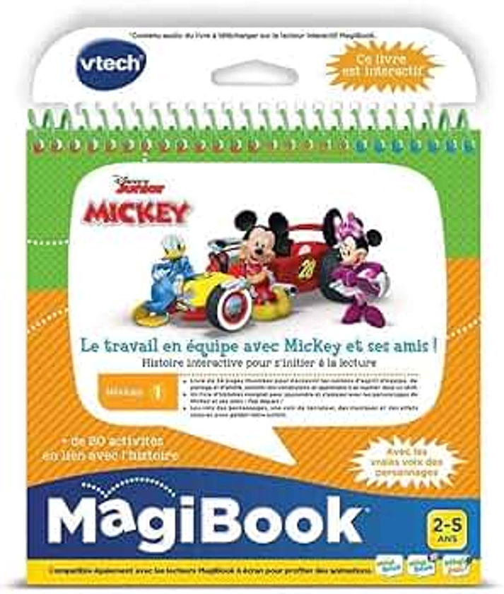 VTech - MagiBook Disney, Livre Éducatif Enfant Niveau 1 Le Travail en Équipe avec Mickey et ses Amis, Pages Illustrées et Interactives, Cadeau Garçon et Fille de 2 Ans à 5 Ans - Contenu en Français