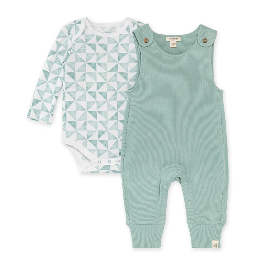 Burt's Bees Baby Ribbed Jumpsuit & Tri Check Bodysuit Set