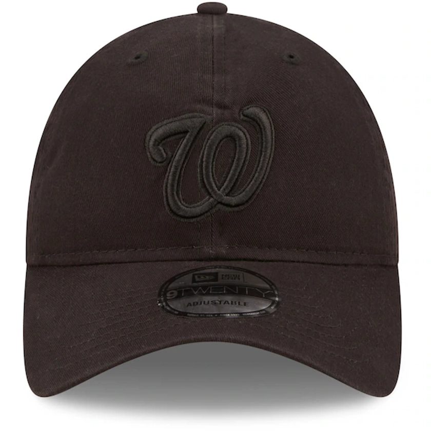 Men's Washington Nationals New Era Black On Black Core Classic 2.0 9TWENTY Adjustable Hat