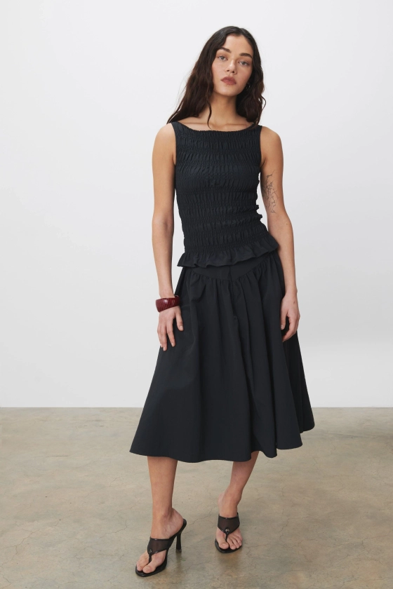 The Deba Midi Skirt, Onyx