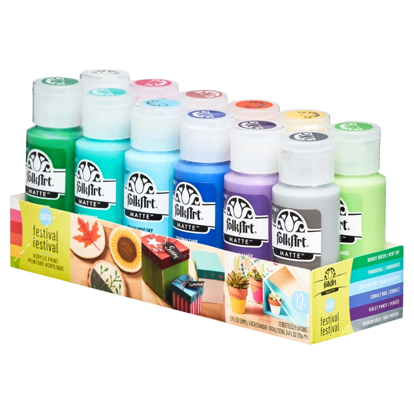 Folk Art Acrylic Paint Set, Festival, 24 fl oz, 12 Piece