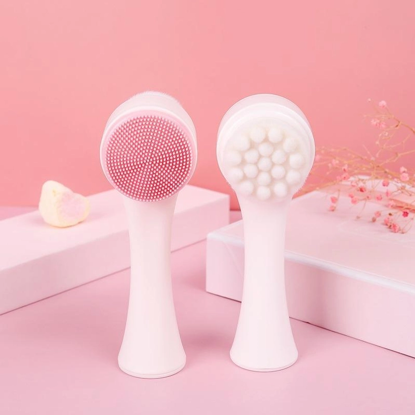 Manual Facial Cleansing Brush, Double Sided Face Wash Scrubber, Face Cleaning Brush, Dual Ended Facial Skin Massage Brushes, Makeup Products Skincare Products