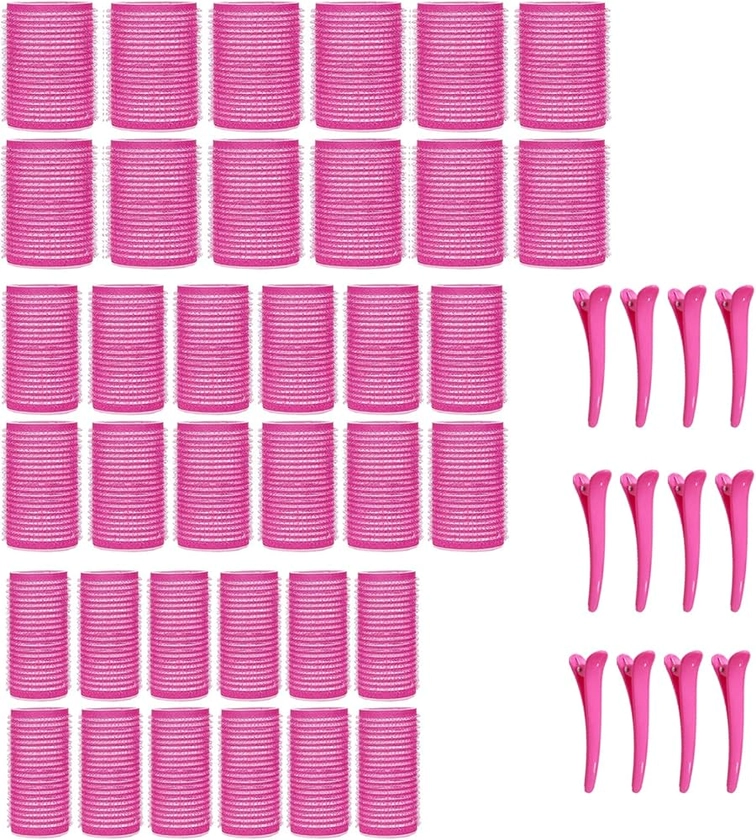 KEYRI 48PCS Hair Rollers Set Hair Rollers with Clips Self Grip Jumbo Hair Roller No Heat Heatless Hair Rollers for Long Medium Short Hair Styling Hair Salon Hairdressing Curlers 4.5/3.5/2.5cm (Pink) : Amazon.co.uk: Beauty