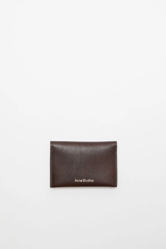 Folded leather wallet - Dark brown