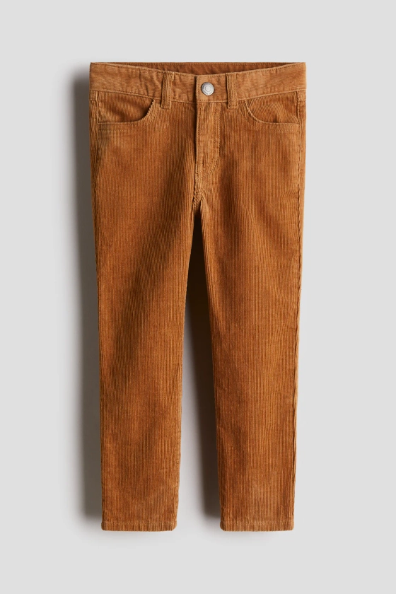 Pantaloni in velluto a coste Slim Fit - Vita normale - Lungo - Marrone - BAMBINO | H&M IT