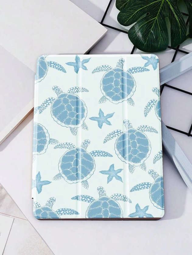 Sea Turtle Pad Case Compatible With IPad 7/8/9th Generation 10.2inch,Compatible With Samsung Galaxy Tab A7 10.4 Inch, Tab Cover,With Pen Holder,Supports Automatic Sleep/Wake Lid