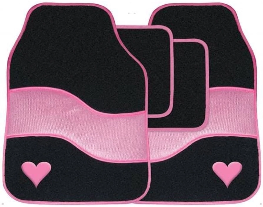 Streetwize SWTP10 Velour Carpet Mat Set with Heart Motif - Pink (4 Pieces) : Amazon.co.uk: Automotive
