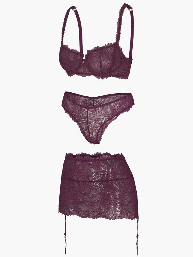 Romantic Corded Lace Skirt 3-Piece Set | SAVAGE X FENTY France