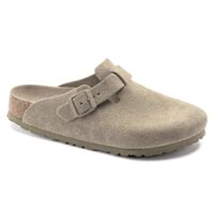 Boston Soft Footbed Suede Leather Faded Khaki | BIRKENSTOCK