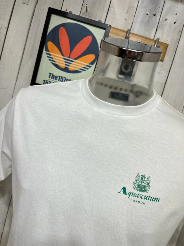 Aquascutum Chest Logo Tee - White Green