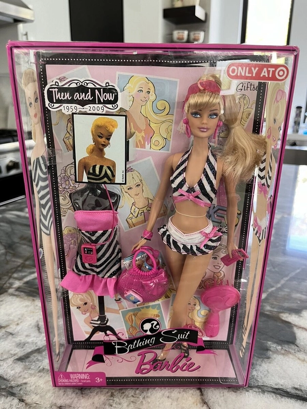 2008 Mattel Then and Now Bathing Suit Barbie Doll P8038 Target Exclusive
