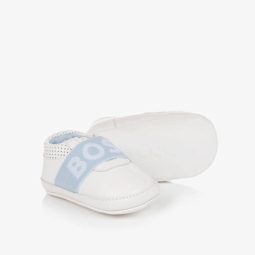 BOSS Baby Boys White Leather Pre-Walker Shoes