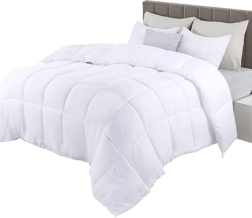 Utopia Bedding Duvet Double, 10.5 TOG Double Duvet, Microfiber Soft Breathable Coverless Duvet, Box Stitched Double Quilt With Corner Tabs (White)