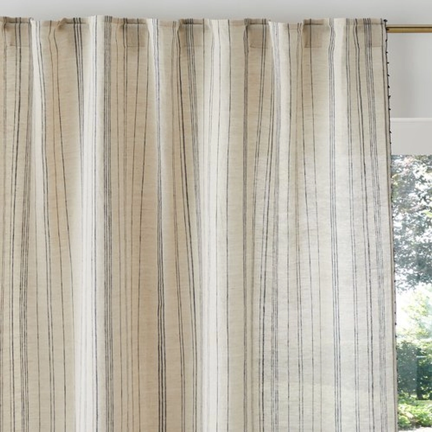 Melise Striped Hidden Hook Cotton & Linen Curtain