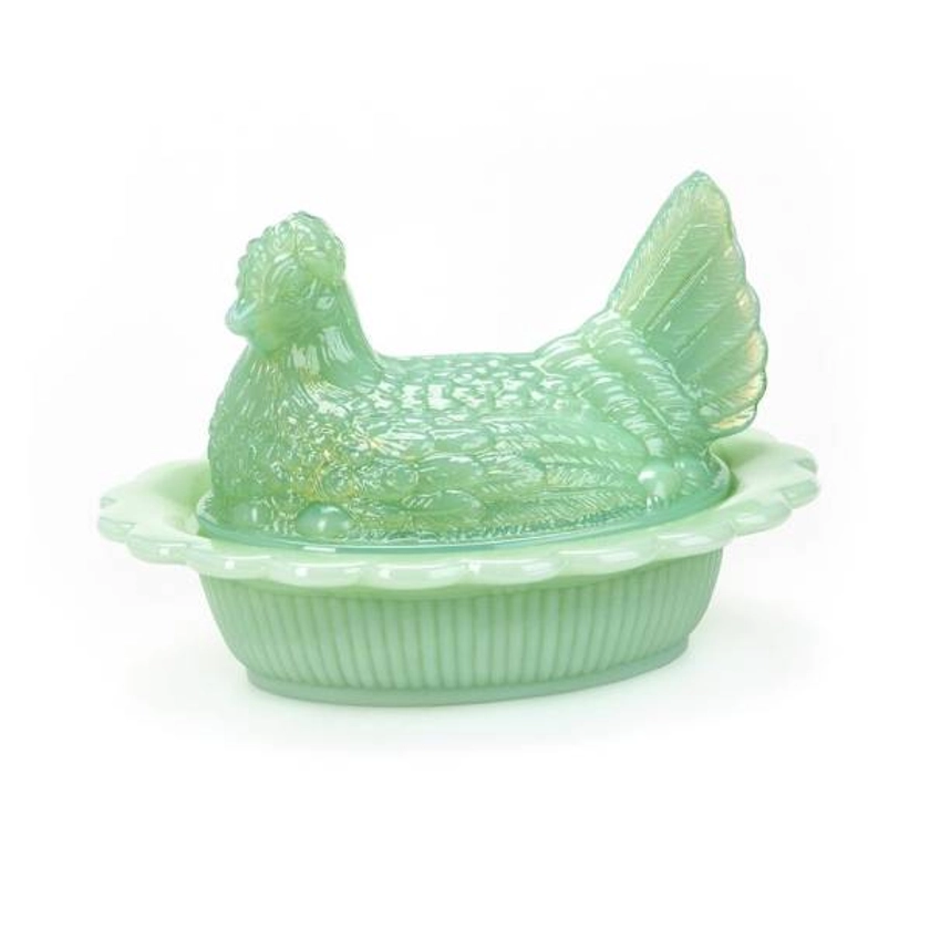 Covered Hen Glass Dish