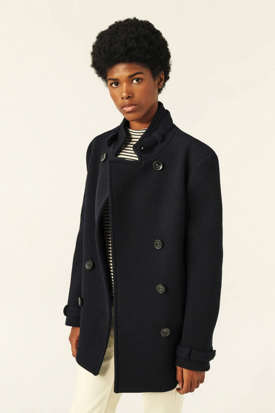 Pea Coat With Stand-Up Collar Tanais Blue // ba&sh UK