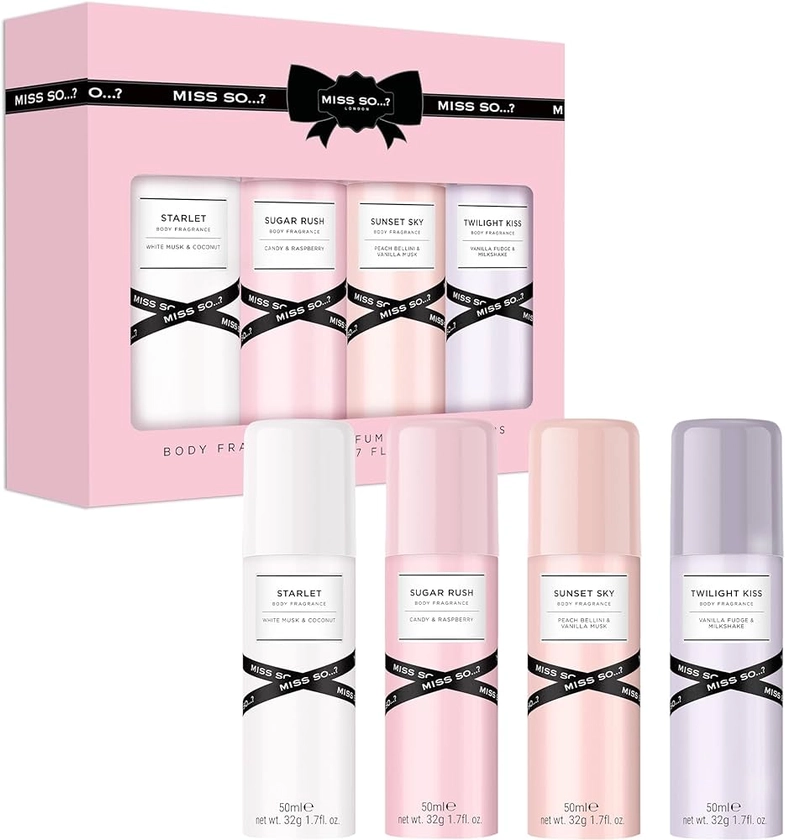 Miss So...? Mini Galore Womens Body fragrance Gift Set 4x50ml : Amazon.co.uk: Beauty
