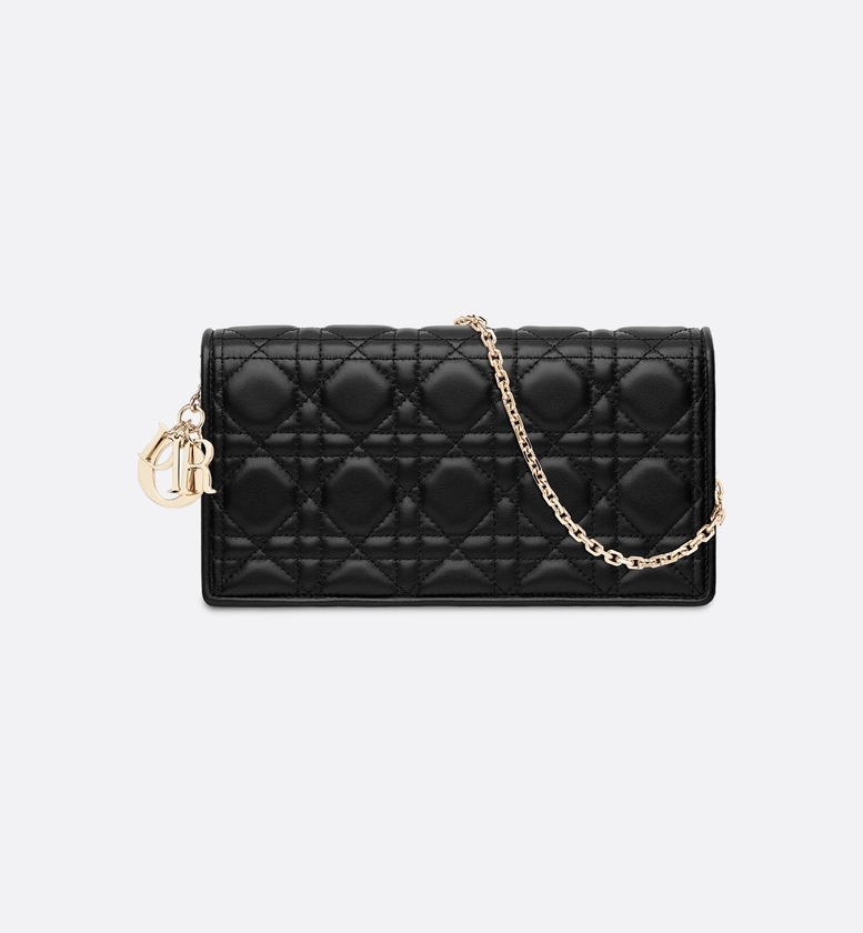 Pochette Lady Dior Cuir d'agneau Cannage noir | DIOR