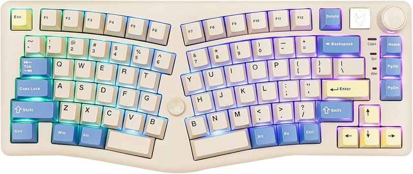 MechLands LEOBOG A75 75% Alice Keyboard, Wireless Gaming Keyboard with Knob and Joystick Design, Top Mount Mechanical Keyboard with Flex-Cut PCB, PC Plate, Magnetic Stands for Win/Mac (White)