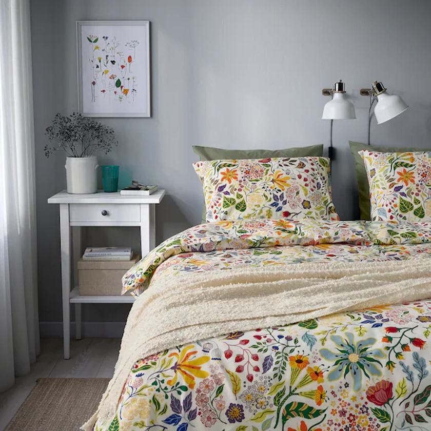 STRANDLUMMER duvet cover and pillowcase(s), multicolor/floral pattern, King - IKEA CA