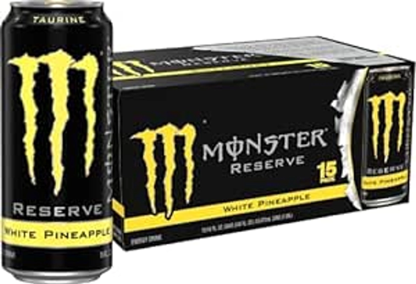 Amazon.com: Monster Energy Reserve White Pineapple, Yellow, Energy Drink, 16 Ounce (Pack of 15)